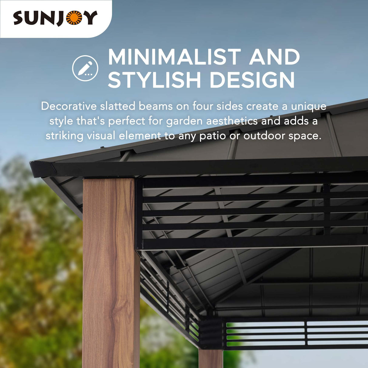 Sunjoy Roberts Outdoor Patio 13 x 15 ft. Black Steel Frame Hardtop Gazebo with 2-Tier Rust-Resistant Steel Roof by SummerCove SummerCove