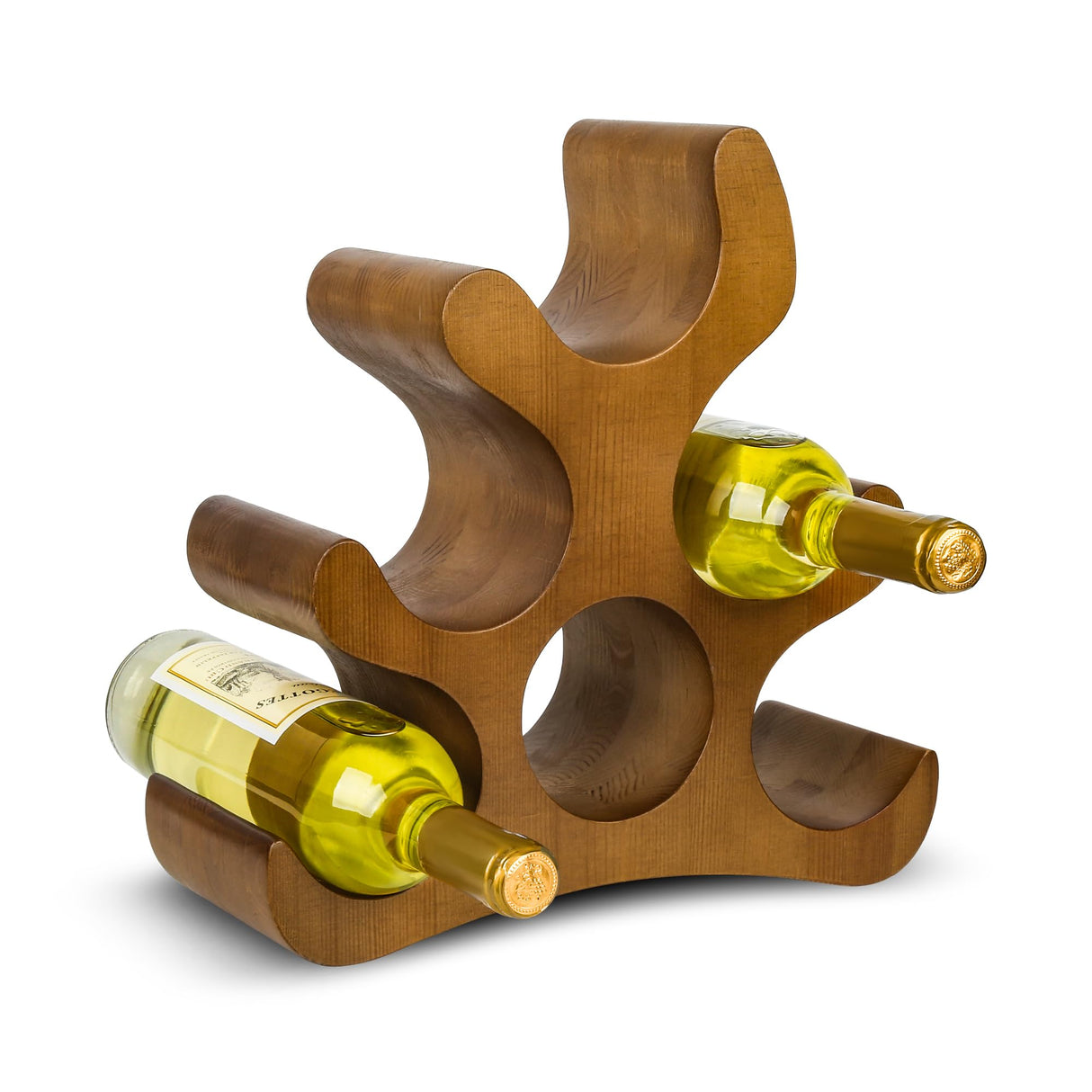 TRUDING Countertop Wine Rack - 6 Bottle Wooden Wine Rack - Freestanding Wine Bottle Holder Stand - Wine Storage Rack for Cabinet Pantry Bar Kitchen (Brown) TRUDING