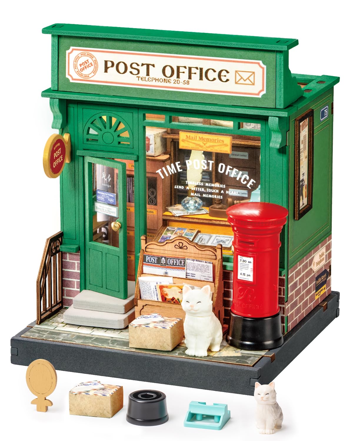 Rolife DIY Mini Building House Miniature Kit-Century Post Office, Miniature Lifestyle Mini Bookshelf Decoration, DIY Hobbies/Gifts for Craftsman (Century Post Office) Rolife