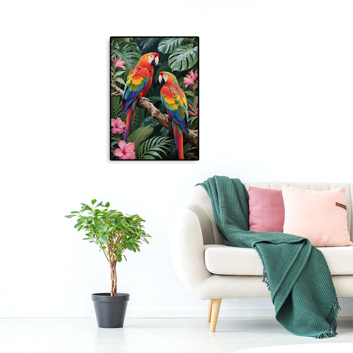 JISHSHAY Parrot Jungle Diamond Painting Round Drill Diamond Art Round Beads Gem Art Gem Painting Mosaic Kits for Adults Embroidery Kit Jigsaw Puzzles Paint by Numbers Wall Decor 30×40cm/ 11.81×15.75in JISHSHAY