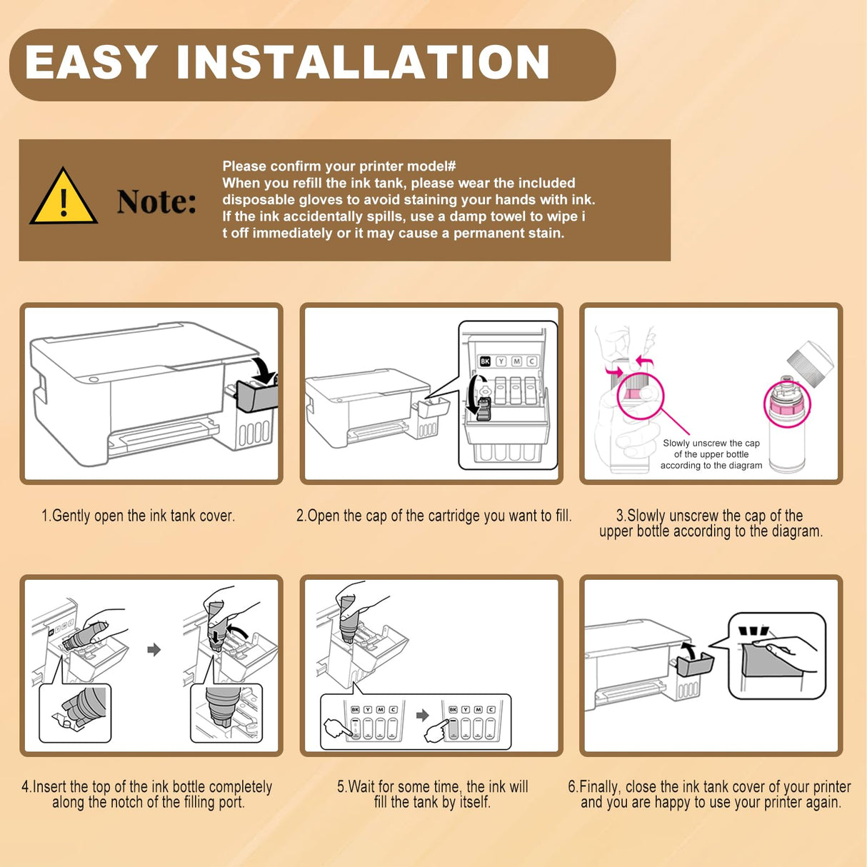 Ankink Sublimation Ink 502 522 Autofill for Epson Ecotank ET-2800 ET-2803 ET-2850 ET-2720 ET-2760 ET-4800 ET-15000 ET-2400 ET-3760 ET-4760 Heat Press Transfer on Mugs T-Shirts Anti-UV ICC-Free Ankink