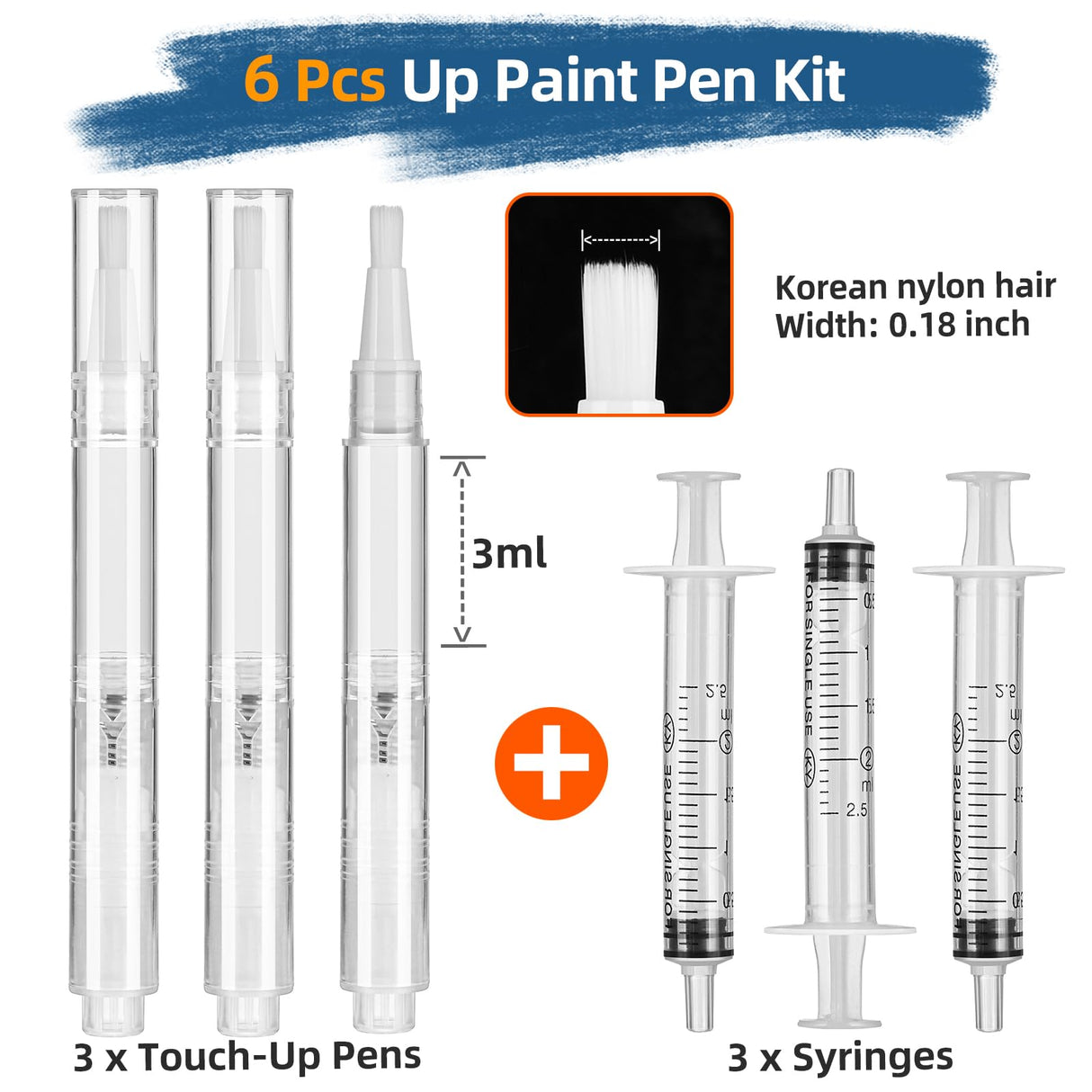 XTIIEED Fillable Touch Up Paint Pen, Refillable Paint Brush Pens, Touch up paint pens for walls - Wood Floors, Windows, Furniture, Kitchen Cabinet, Suitable for Any Repair(3 Pack) XTIIEED