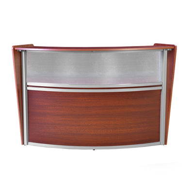 Romig Marque Plexi Single-Unit Reception Curved Desk Workstation “72W x 32D” - Cherry