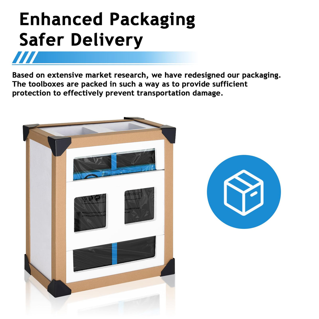 AirWire Tool Chest, 5-Drawer Rolling Tool Storage Cabinet with Detachable Top Tool Box, Enhanced Packaging, Metal Tool Cart for Garage Workshop, Blue AirWire