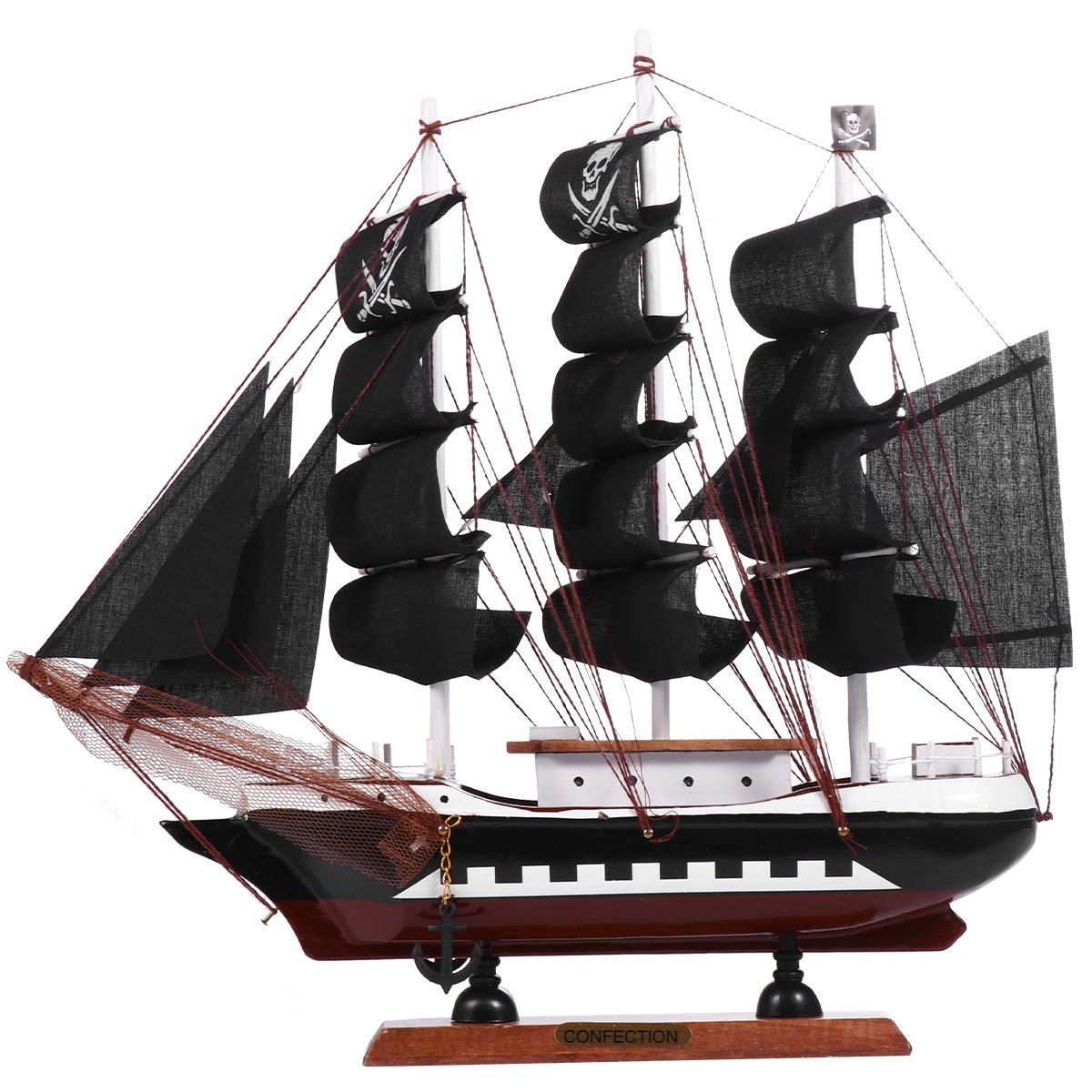 1Pc Wooden Pirate Model Sailboat Vessel Model Sailing Boat Home Decor IMIKEYA