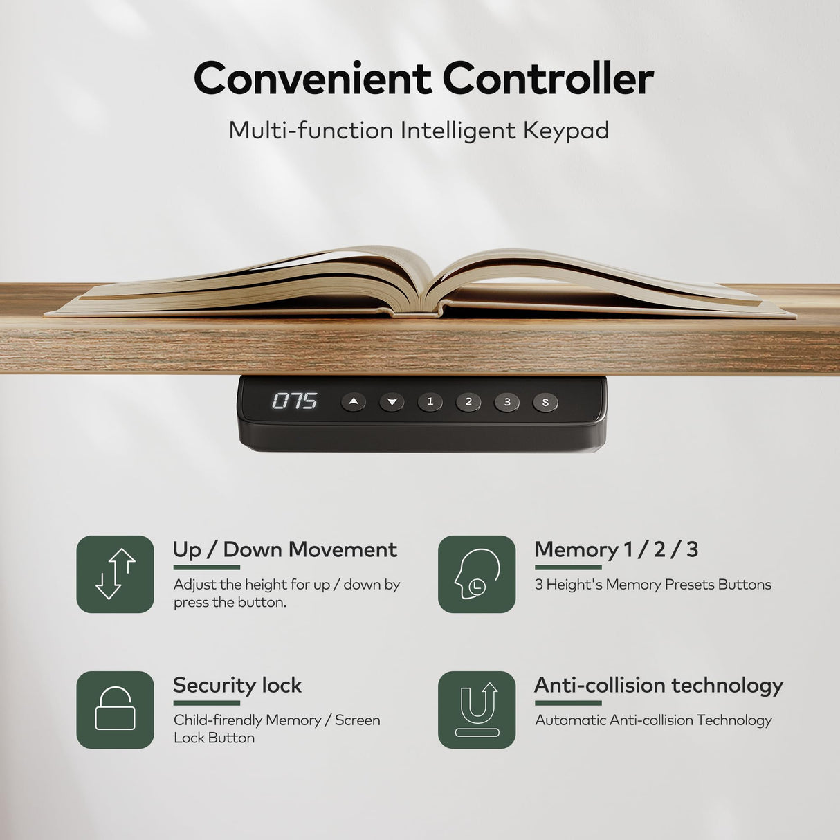 FEZIBO 48 x 24 Inch Height Adjustable Electric Standing Desk with Double Drawers&Keyboard Tray, Stand Up Desk with LED Strips&Stand,Rustic Brown FEZIBO