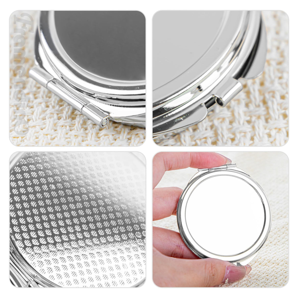 Framendino, 12 Pack Sublimation Cosmetic Mirror Blanks Transfer Portable Makeup Compact Mirrors Round Folding Travel Mirror for Women Framendino