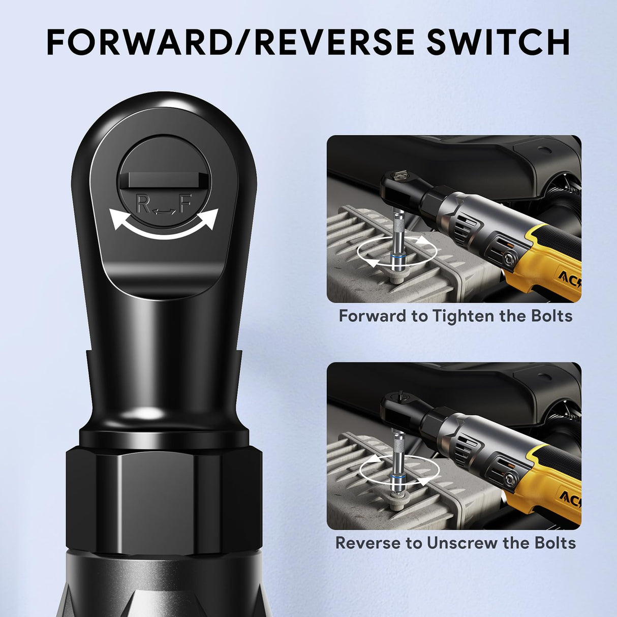 ACROPOW 3/8" Cordless Ratchet Wrench, Compatible with DEWALT 20V Battery, 74Ft-Lbs Brushless Motor Electric Ratchet with Variable Speed, Sockets Set, Adapters and Tool Bag(No Battery and Charger) ACROPOW