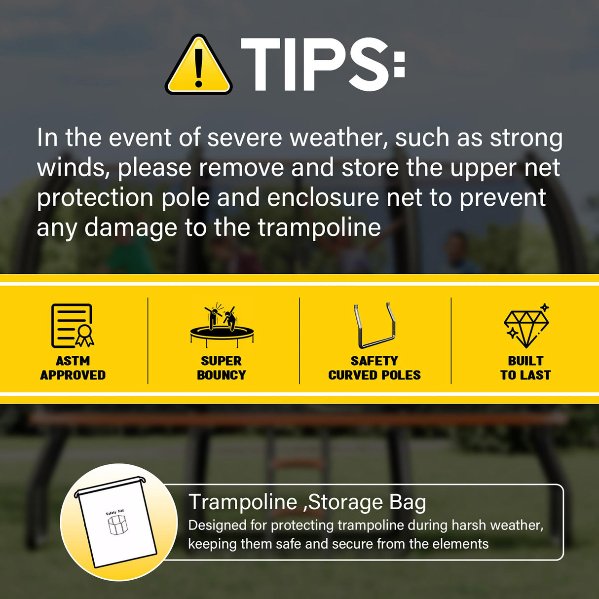 YUMPIE 8FT 10FT 12FT 14FT 16FT Trampoline with Pop-up Quick Connector, Trampoline Outdoor with Enclosure and Ladder, ASTM Approval for Kids and Adults YUMPIE