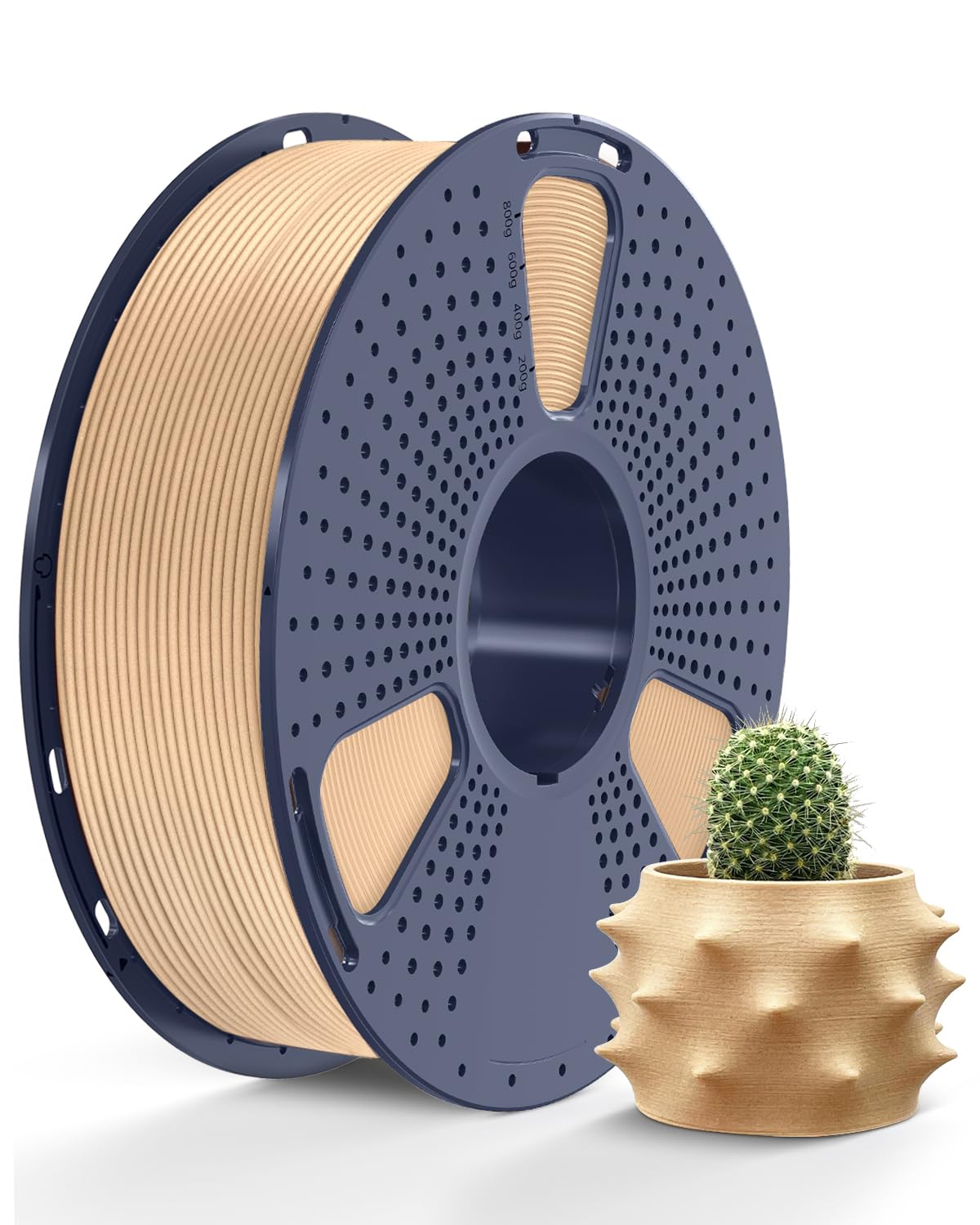 SUNLU Real Wood Fiber Wood PLA Filament, Neatly Wound PLA 3D Printer Filament 1.75mm Dimensional Accuracy +/- 0.03mm, Fit Most FDM 3D Printers, 1kg Spool (2.2lbs), Woody Scent Maple Wood Fiber PLA SUNLU