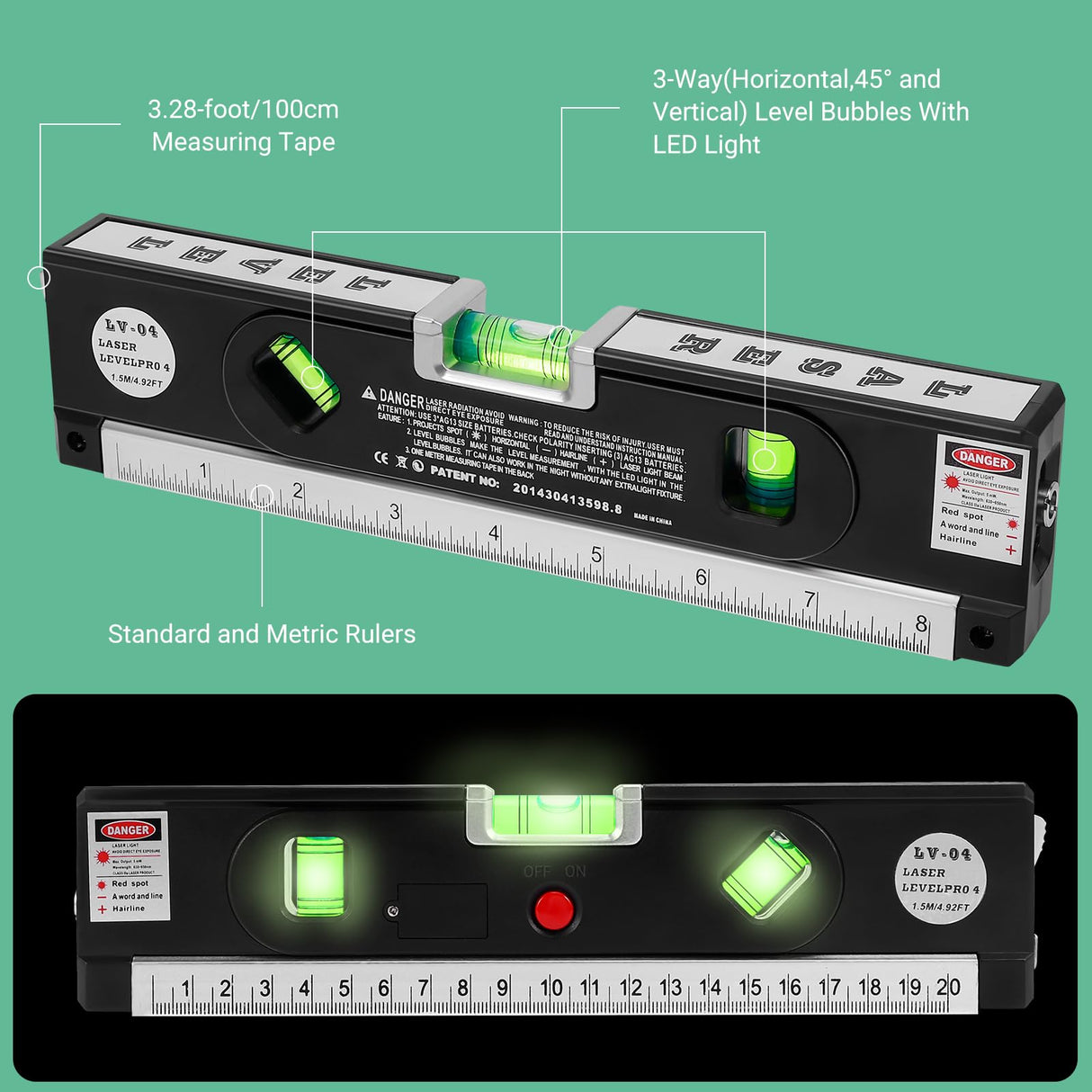 Laser Level, 2-in-1 Laser Level with 100Ft Point & 30Ft Line for Picture Hanging cabinets Tile Walls, Magnetic Laser Level Line Tool for Construction, Laser Level with home renovation Deccasa