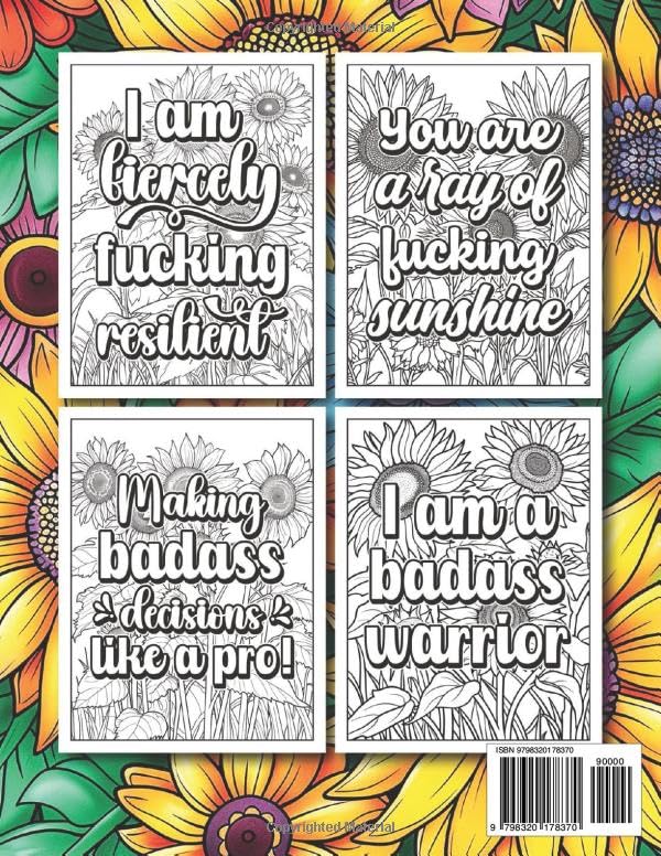 Sunflowers & Swear Words Coloring Book Majosta