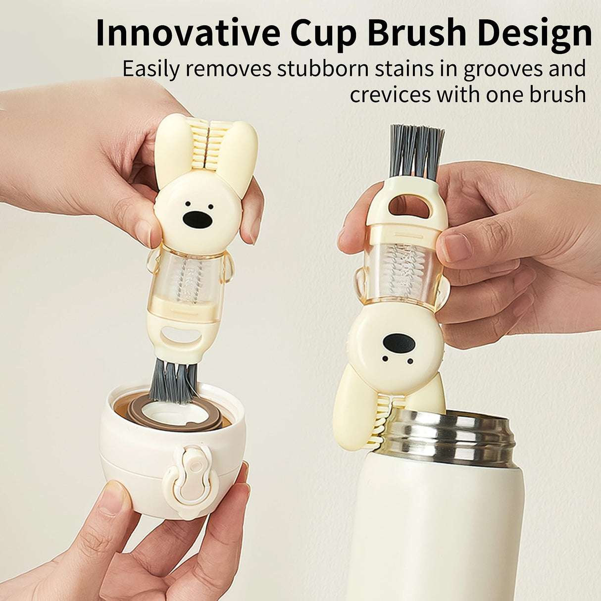 3 PCS Bottle Brush - Upgrade 4 in 1 Cup Lid Gap Cleaning Brush Set, Multifunctional Insulation Bottle Cleaning Tools, Mutipurpose Tiny Silicone Cup Holder Cleaner, Home Kitchen Cleaning Tools vidonio