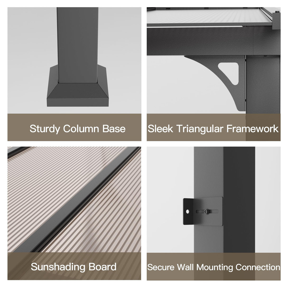 Trumbeak 10’ x 12’ Gazebo for Patio,Wall Mounted Gazebo with Sloping Polycarbonate Roof,Outdoor Gazebo w/Netting & Curtain,Aluminum Frame Hardtop Gazebo for Garden,Deck,Backyard,NavyBlue Trumbeak