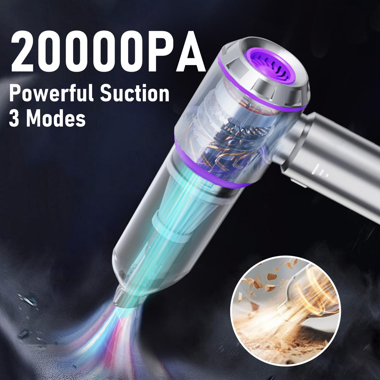 Car Vacuum Portable Cordless 20000PA High power Mini Vacuum Cleaner 4-in-1 Compressed Air Duster & Air Blower & Pump Hand Held Vacuum with Brushless Motor for Car, Home, Office,Camping (Purple) houscly