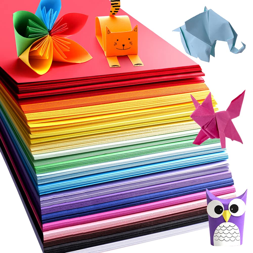 MIDUOLE Origami Paper, Pack of 500 Sheets - 20 Vivid Colors - Double Sided - 6 Inch Square, Easy Fold Paper for Kids Adult Beginners Training Arts & Crafts Projects. MIDUOLE