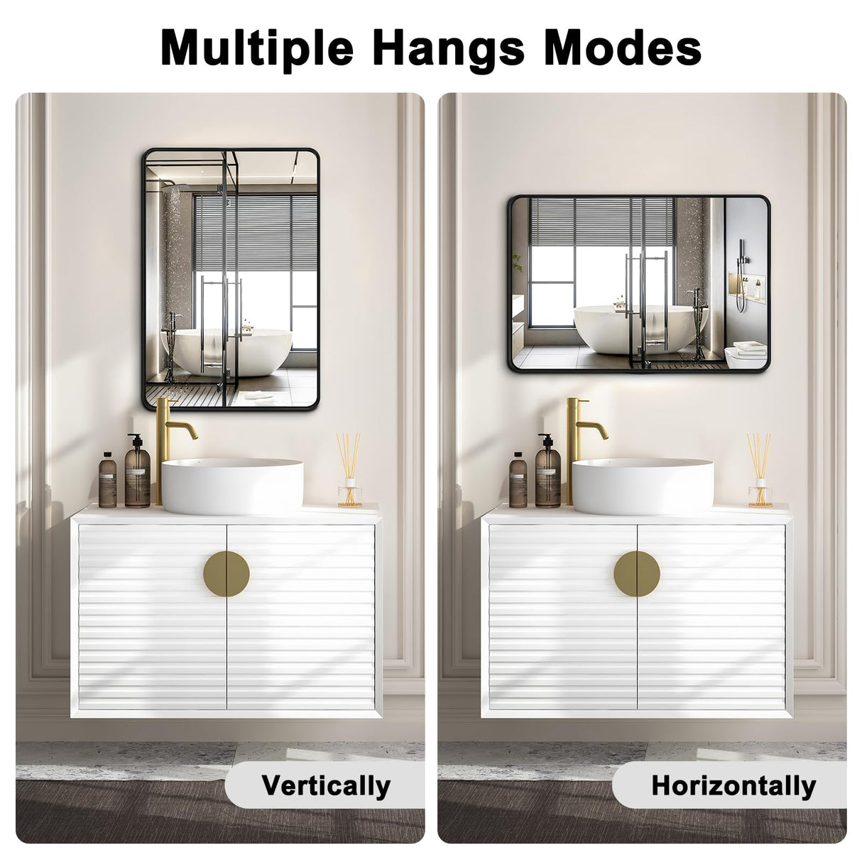 Bathroom Mirrors for Over Sink,2Pcs 24x36Inch Vanity Mirrors for Wall,Black Metal Frame Rectangle Mirrors for Bathroom,Farmhouse,Restroom,Hangs Horizontally or Vertically ERZERT