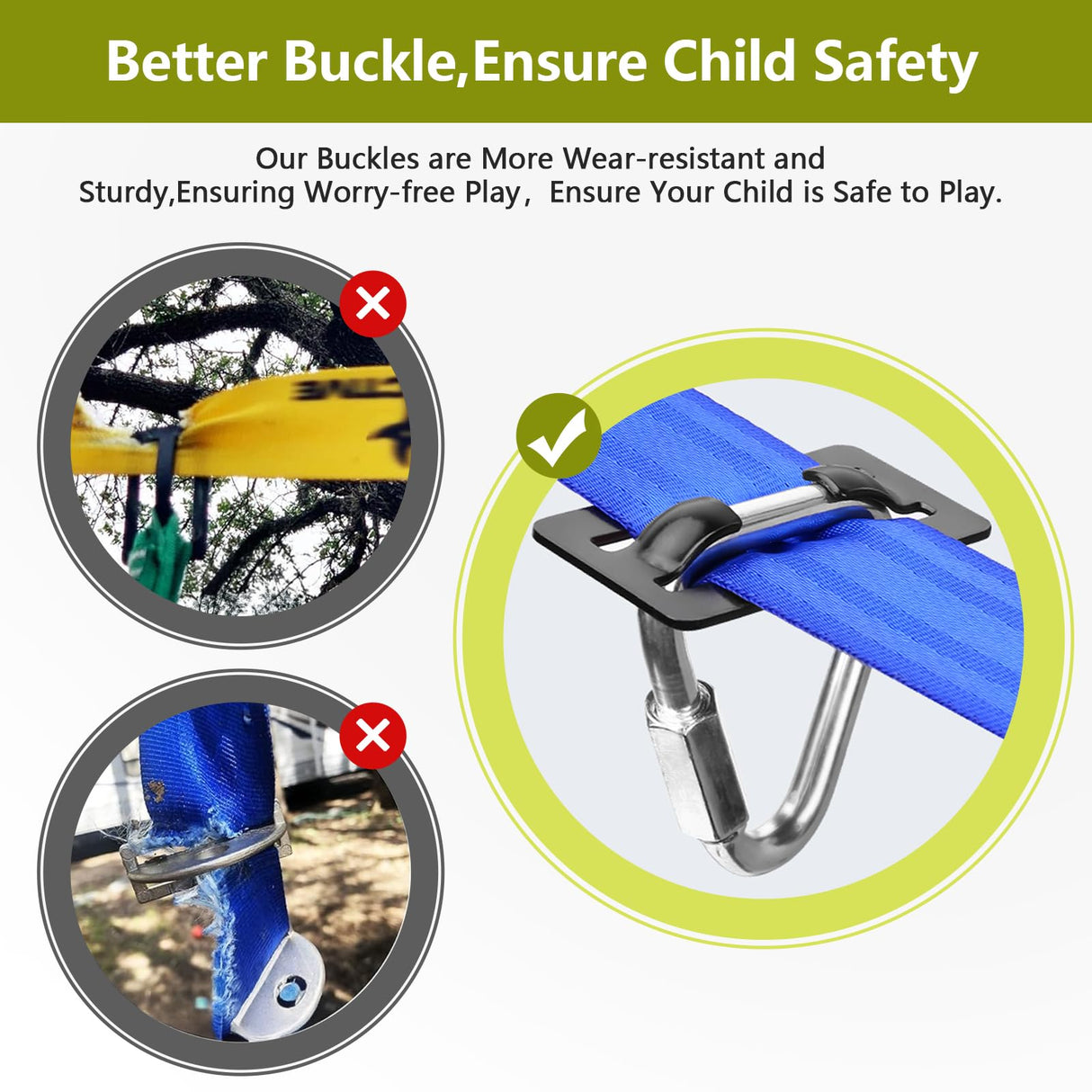 Ninja Warrior Obstacle Course Accessories New Upgraded Buckle for 2” Width Slackline No Tearing Slackline,Quick Buckle – No More Threading,Install in Seconds – Anywhere on The Line Gentle Booms Sports