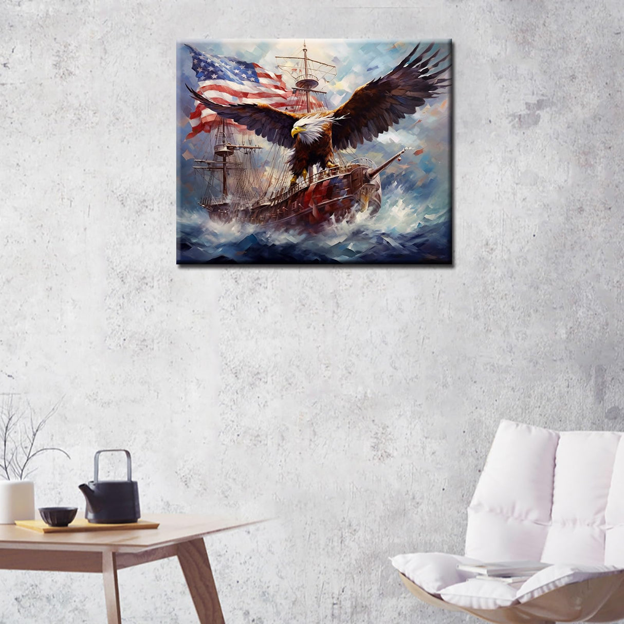 Tucocoo Warship Paint by Numbers for Adult,Painting Kits for Adults Sea Eagle Paint by Numbers Handmade Hanging Patriotic Acrylic Painting Kit Canvas Decor Artwork Home Wall Decor 16x20inch Frameless Tucocoo