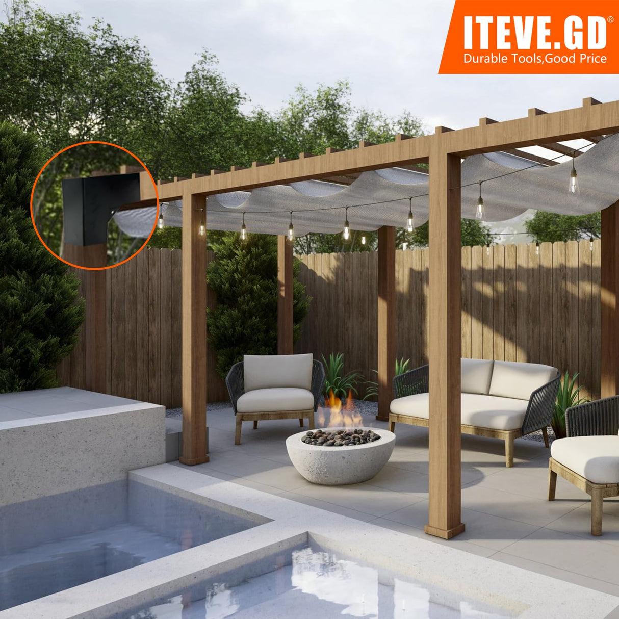 ITeVe.GD Pergola DIY Bracket Kits,2-Way "L" Shaped Corner Brackets for 4" x 4"(Actual:3.5" x 3.5") Lumber for Outdoor Pergola,Proch,Log Cabin W/Hardware - 1Pack ITeVe.GD