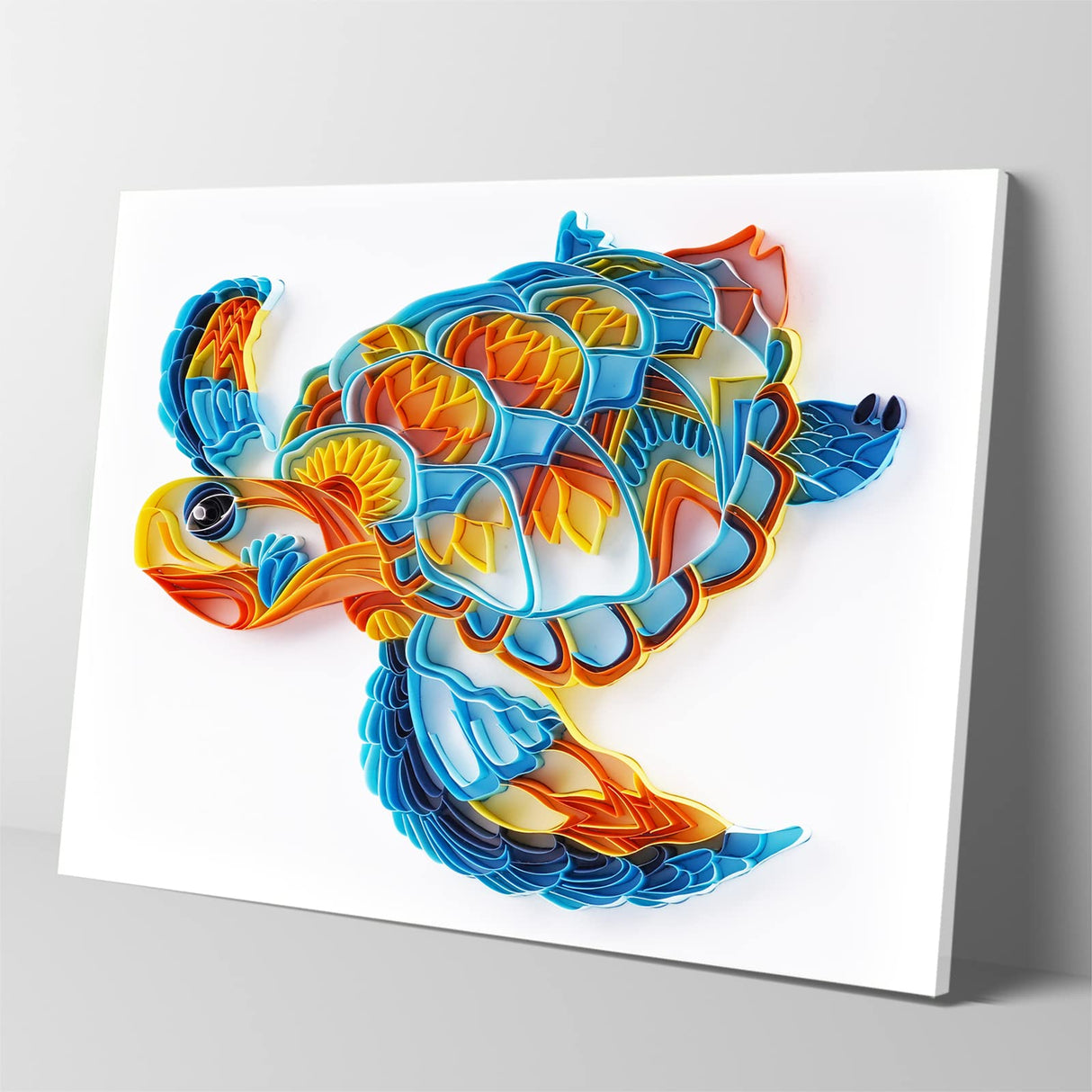 Uniquilling Quilling Kit, Paper Quilling Kits, 8 * 10-in Blue Turtle Paper Filigree Kits with Quilling Tools& Using Manual, DIY Quilling Artwork Modern Wall Art for Living Room Uniquilling