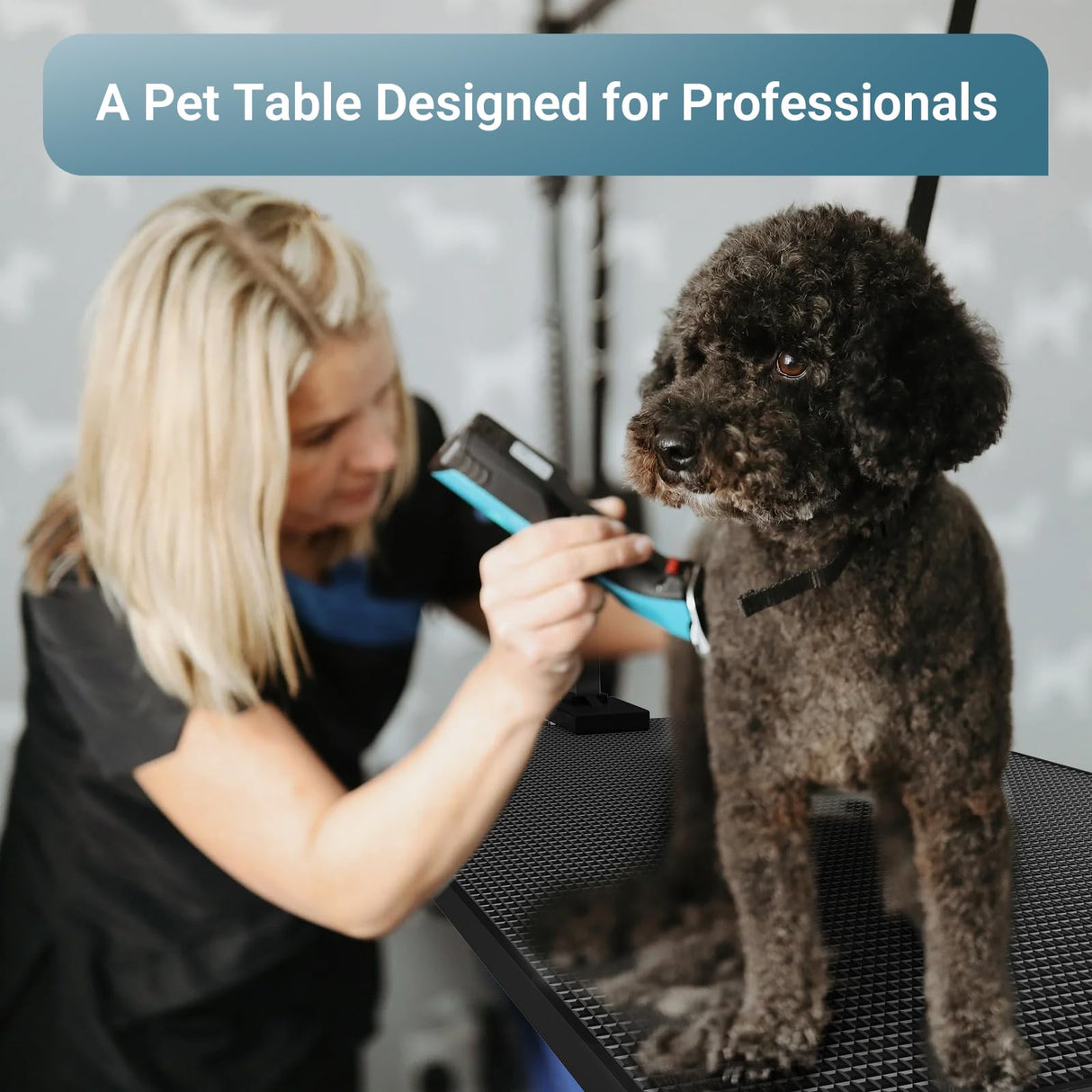 36'' Hydraulic Lift Dog Grooming Table, Adjustable Cat Drying Desktop - Foldable, Adjustable Arm, Portable, Non-Slip Dog Grooming Table for Large Small Dogs at Home, Weight Capacity 200LBS(Black) HEBESPACE