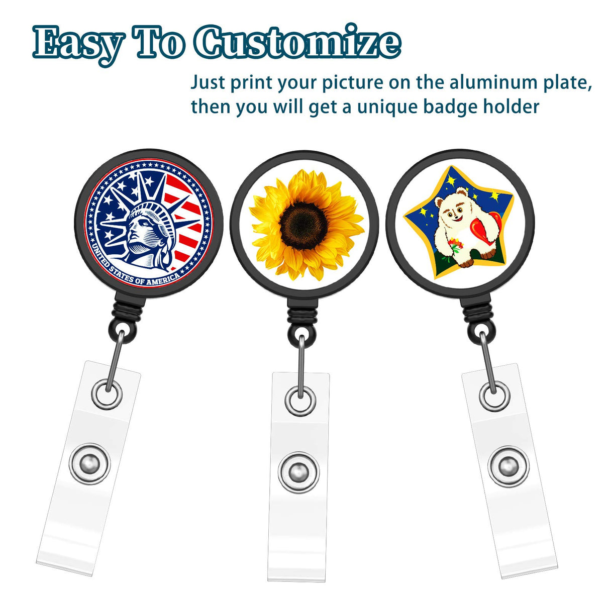 28 Pieces Blank Sublimation Blanks Tag Holder Sublimation Retractable Badge Holder DIY Retractable Heat Transfer ID Badge Holder with Clip for ID Card Holders, Keys, Name Tag (Black) Zonon