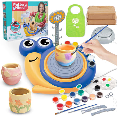 NISCHA Pottery Wheel for Kids - Arts and Crafts Kits with Drawing Supplies for Beginner - Creative Birthday Gifts for Girls & Boys Ages 6 7 8 9 10 11 12 13+