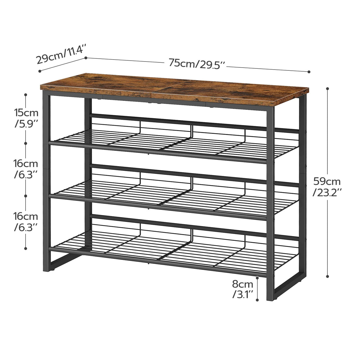 HOOBRO Shoe Rack, 4 Tier Shoe Organizer, Adjustable Shoe Shelves, Flat or Slanted, Holds 9-12 Pairs, Stable and Durable for Entryway, Closet, Rustic Brown and Black BF09XJ01 HOOBRO