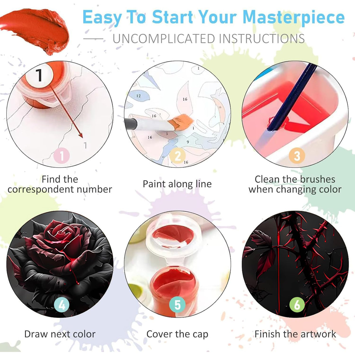 YULIDECO Paint by Numbers for Adults Beginners,Paint by Numbers Gothic 3-Piece Set,DIY Skull Acrylic Painting on Canvas for Home Wall Art Decor (12x16Inch) YULIDECO