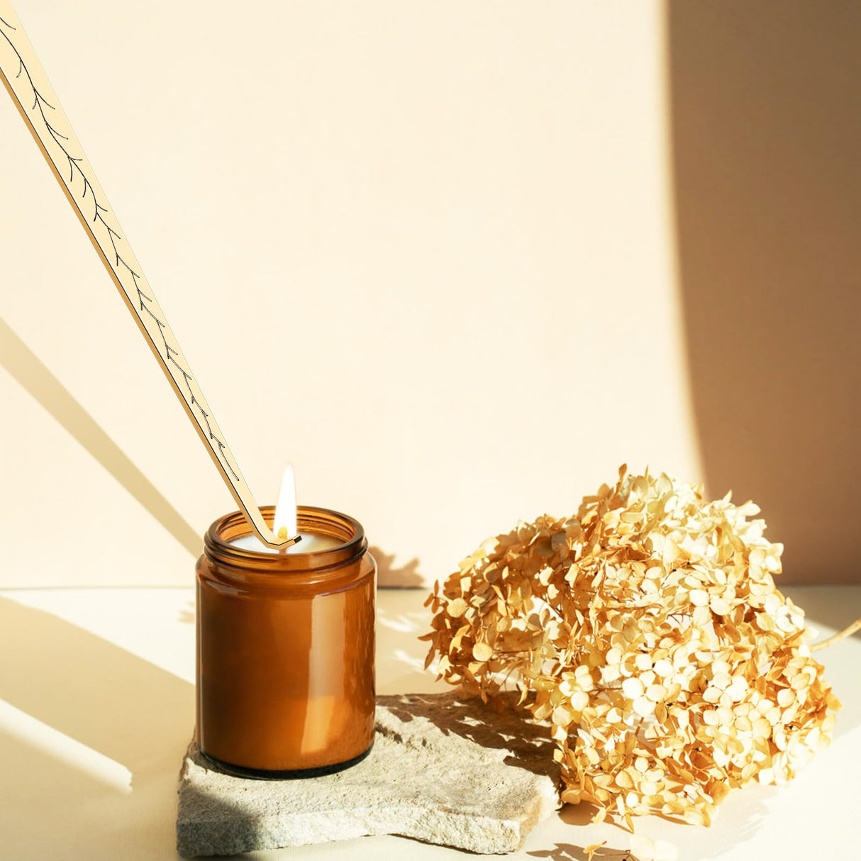 calary Candle Wick Trimmer, Candle Snuffer and Wick Dipper & Candle Accessory Set, 3 in 1 Candle Care Kit for Candle Lover (Gold) calary