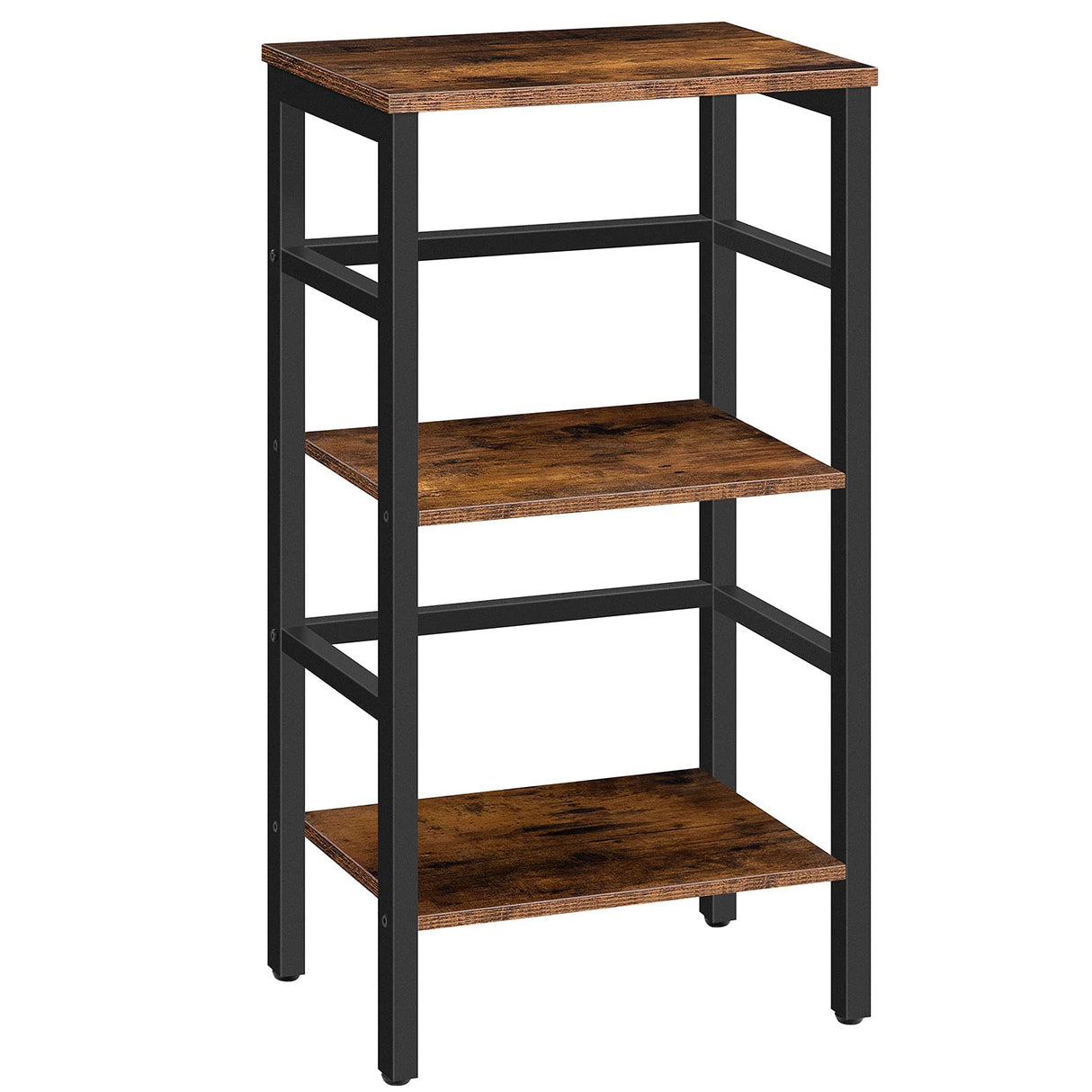 HOOBRO Rustic Brown 3-Tier Narrow Bookshelf & Record Storage Rack HOOBRO