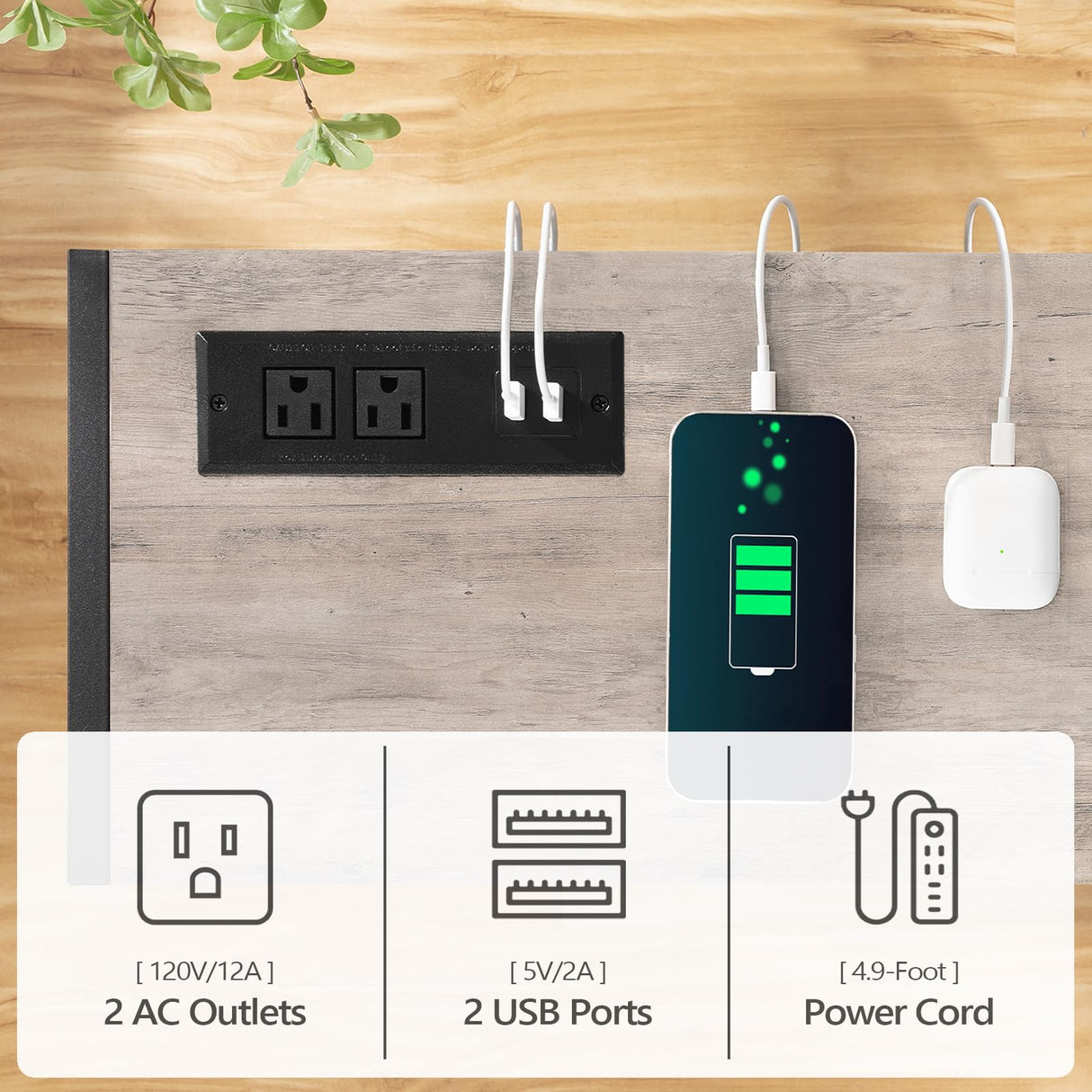 MAHANCRIS Console Table with Power Station, 30.1” Entryway Table, Behind Sofa Table, Industrial Style, Outlets and USB Ports, Sturdy, for Living Room, Entryway, Foyer, Corridor, Greige CTHG76E01 MAHANCRIS