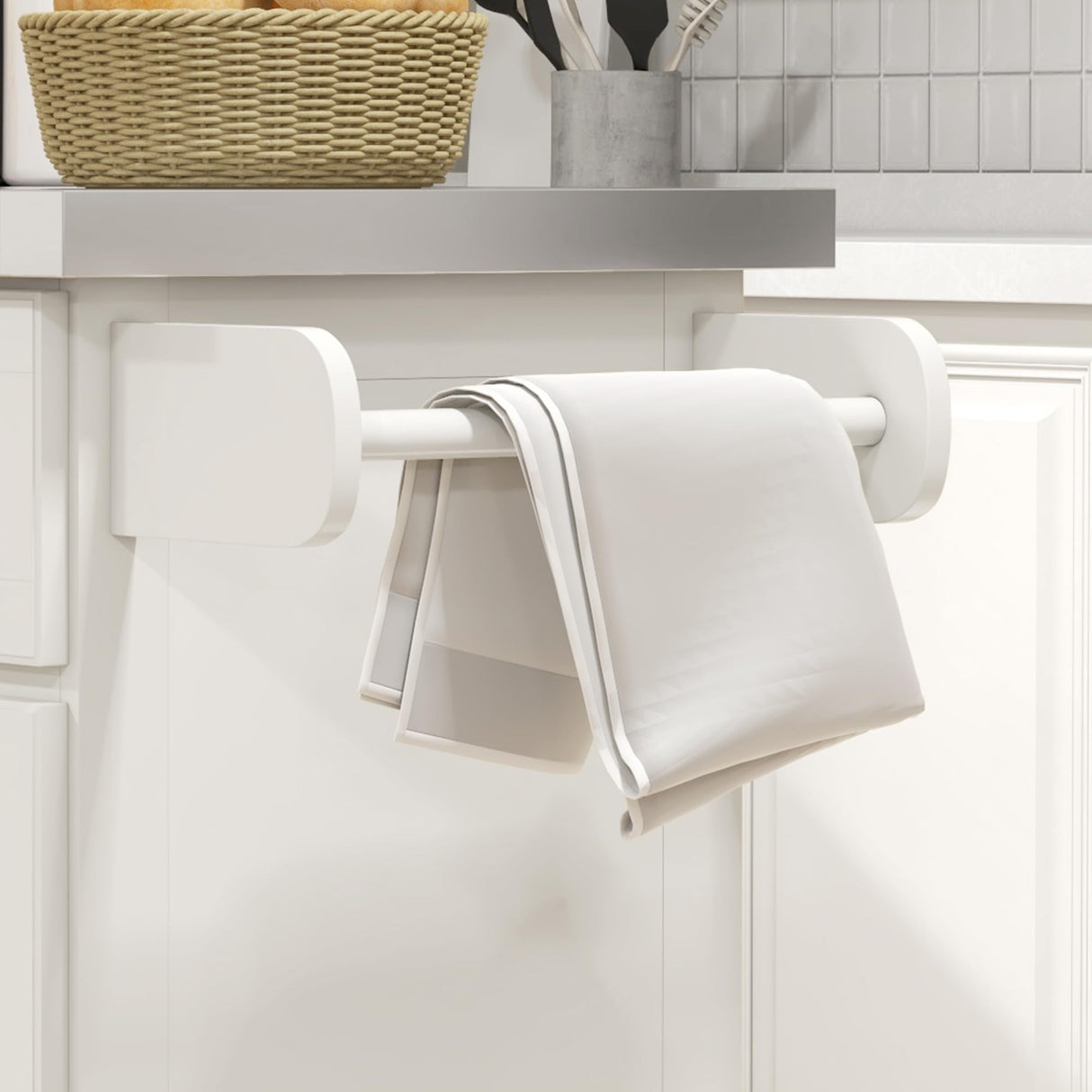 HOMCOM Rolling Island with Wheels for Kitchen, Portable Kitchen Island with Stainless Steel Top, Adjustable Shelves, 2 Drawers, Spice, Knife and Towel Rack, Cream White HOMCOM