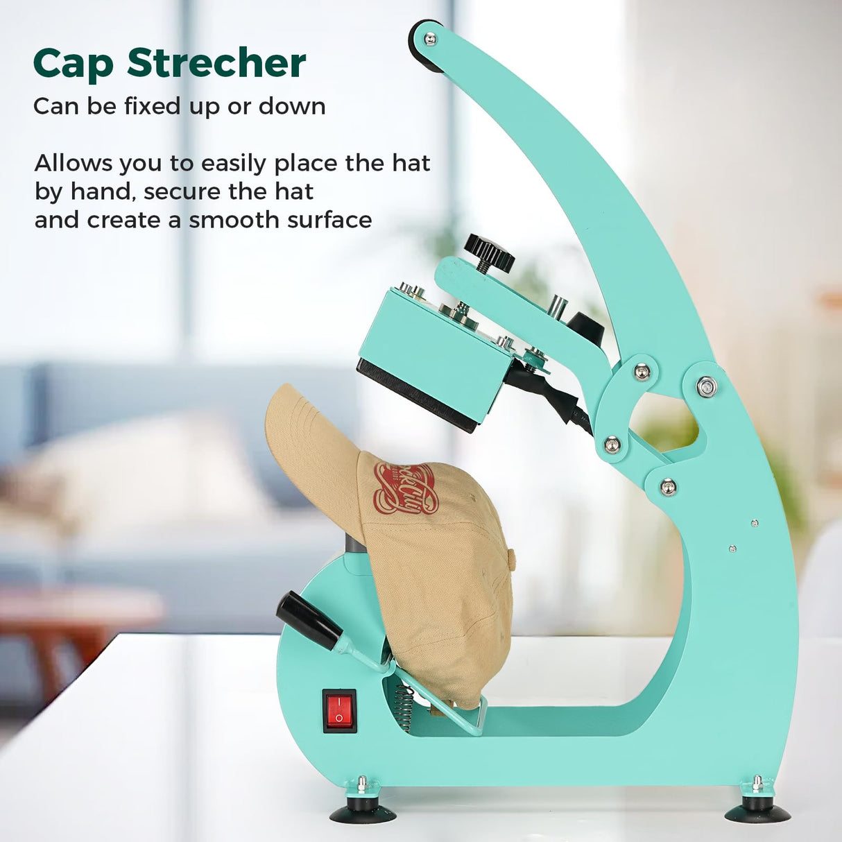 ITEFDTUTNE Hat Heat Press Machine for Caps Inclusive 2pcs Interchangeable Platens (6.7"x3.8", 6.7"x2.5"), Cap Heat Press for Hats Rigid Steel Frame No Stick Digital LCD Timer and Temperature Control ITEFDTUTNE