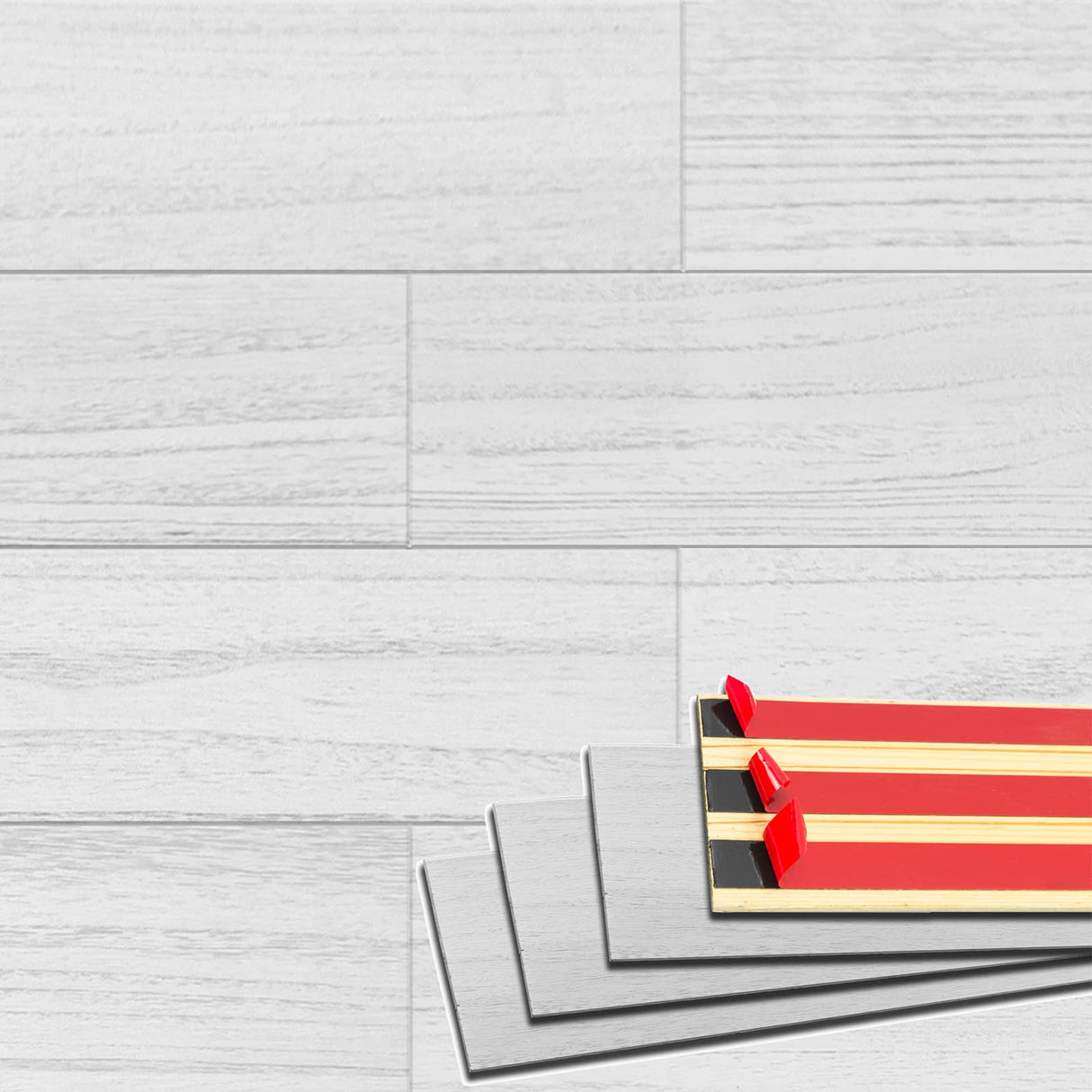 Brosisincorp Peel & Stick Wood Wall Panels - Real Paulownia Wood Shiplap Boards for Accent Walls, DIY Easy to Install - (12.4 Sq Ft, 10Pcs - 5" Wide, White Smoke) Brosisincorp