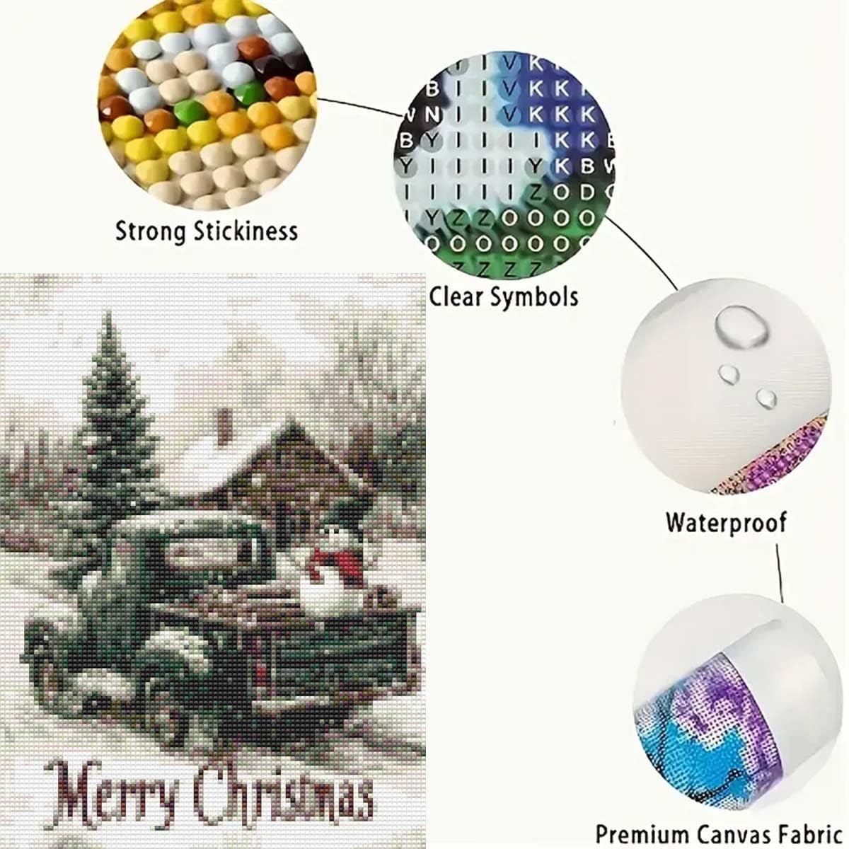 GEMFAMILY Christmas Green Truck Diamond Art Kits for Adults,5D Diamond Painting Kits for Beginner,DIY Full Round Drill Winter Diamond Dot Painting for Home Wall Decor 12x16 Inch GEMFAMILY
