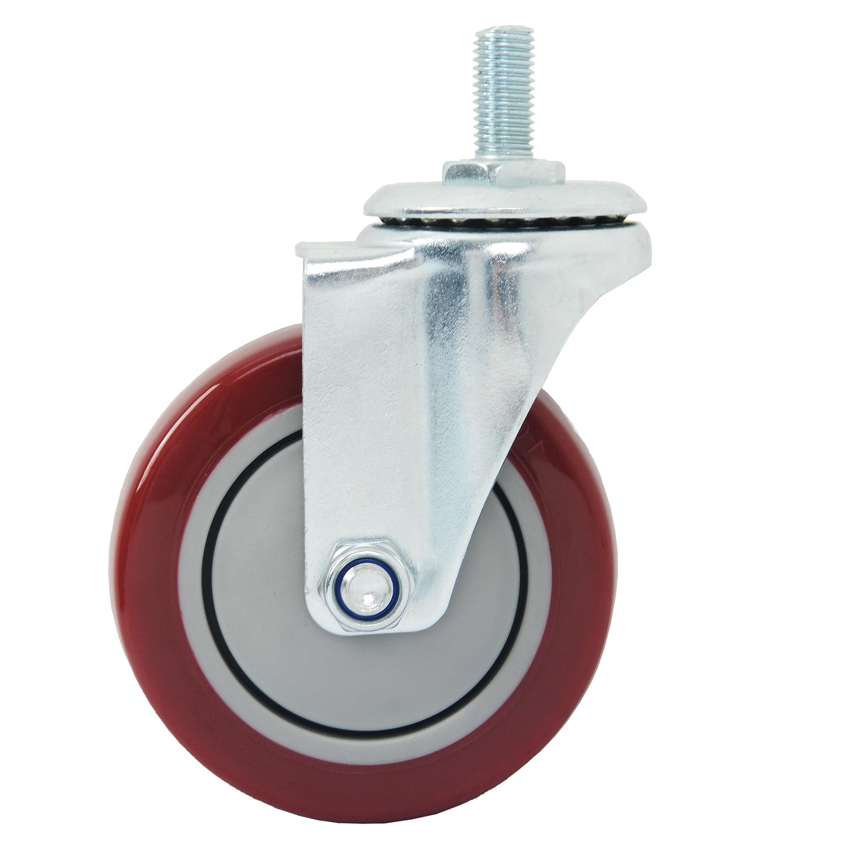 Finnhomy Swivel Caster Wheels 4 Inch Threaded Stem Casters Set of 4 Heavy Duty 1/2"-13 x 1 Anti-wear Polyurethane Industrial Castor Wheels for Cart/Furniture Load Bearing 2200 Lbs Smooth Casters Red Finnhomy