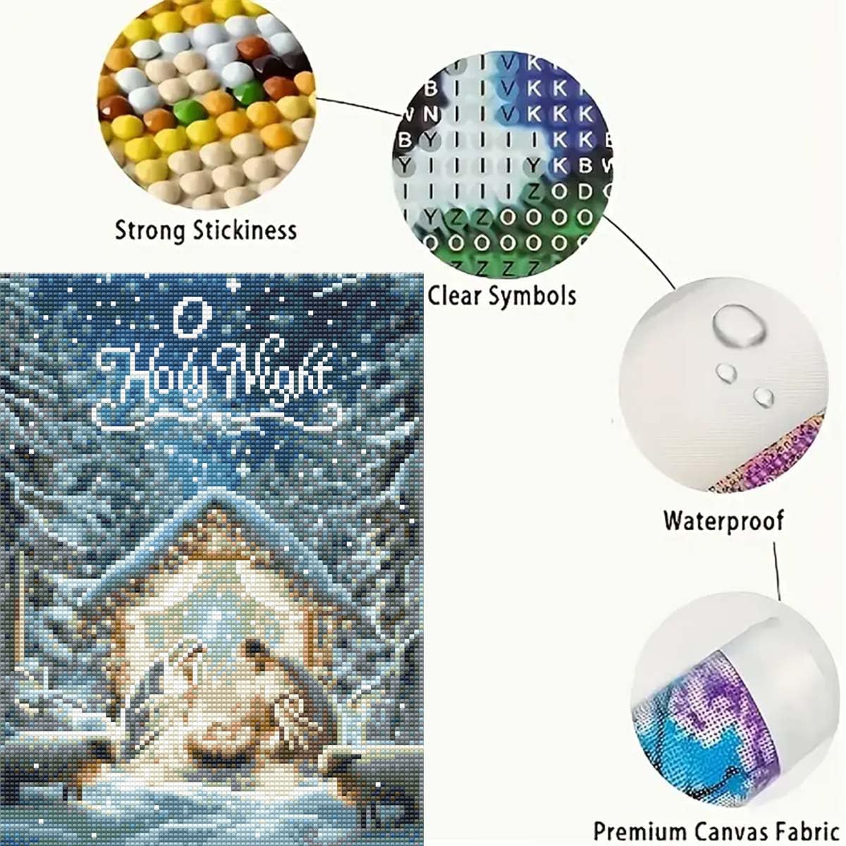 Holy Night 5D Diamond Painting Kits for Adults,Christma Winter Birth of Jesus Diamond Art kit for Beginners,DIY Full Round Drill Diamond Dots with Gem Art Crafts for Home Wall Decor12 x16 Inch GEMFAMILY