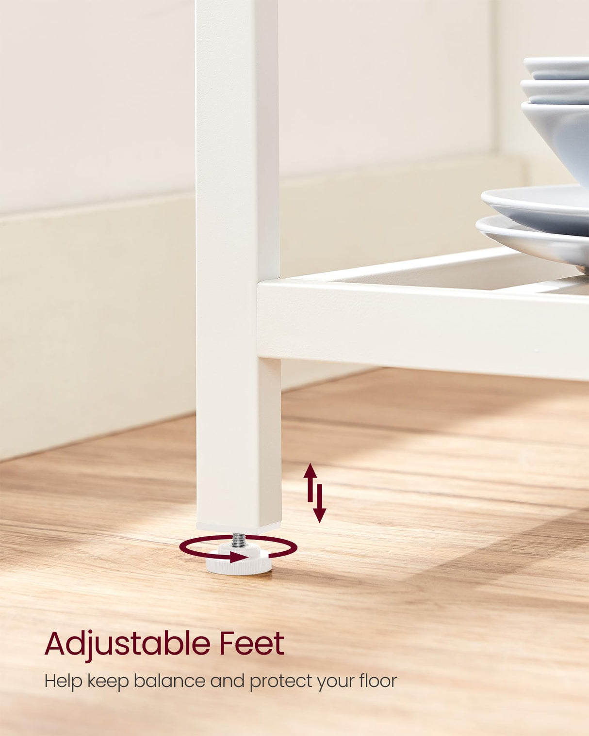 VASAGLE Kitchen Island with 3 Shelves, 47.2 Inches Width Kitchen Shelf with Large Worktop, Stable Steel Structure, Industrial, Easy to Assemble, Oak Color and White UKKI001W09 VASAGLE