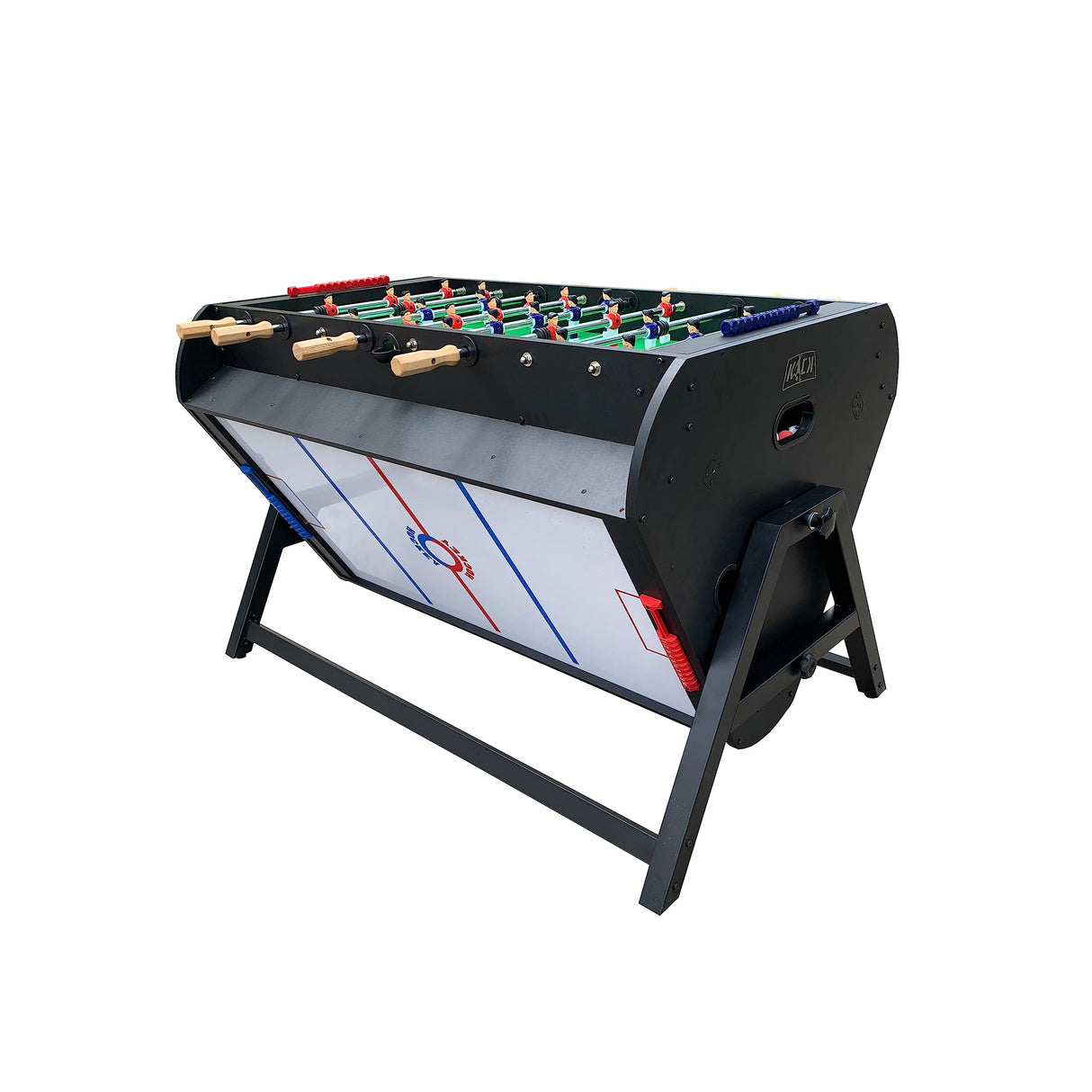 KICK Triplex 55″ Telescopic Rods 3-in-1 Swivel Multi Game Table (Black) - Combo Game Table Set - Billiards, Air-Hockey and a Foosball for Home, Game Room, Friends and Family! KICK