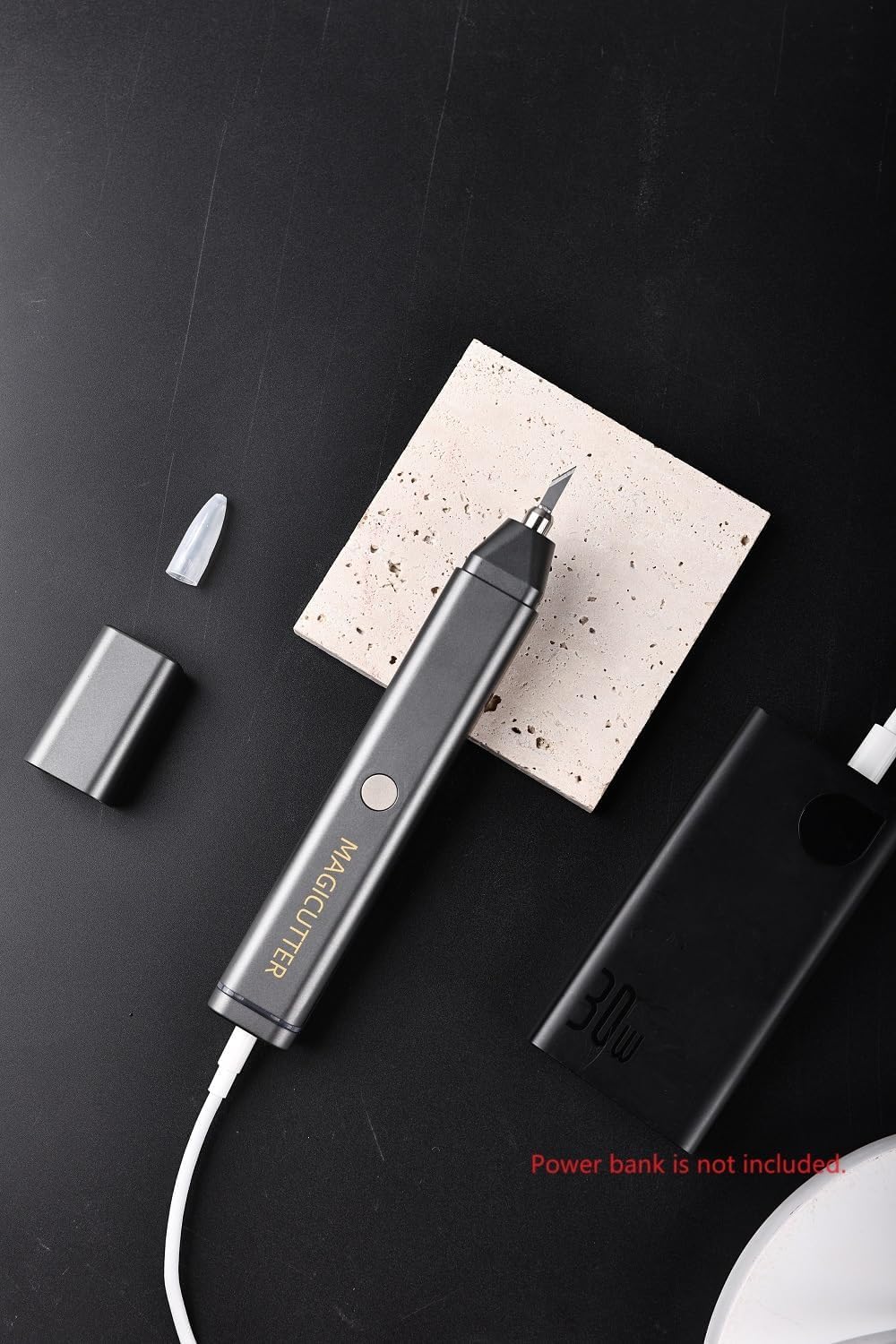 Portable Ultrasonic Cutter for Leather 3D Printing Plastic DIY 30W 40KHz, with 40pcs Replacement Knife and Fixtures Generic