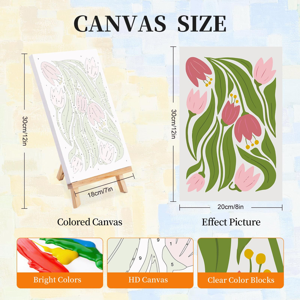 4 Pack Paint by Numbers Kit for Adults with Frame Flower Easy, Framed Paint by Number for Adults Beginner with Wooden Easel, Floral DIY Painting by Numbers Canvas Framed for Home Decor 8 x 12 Inch Okarina