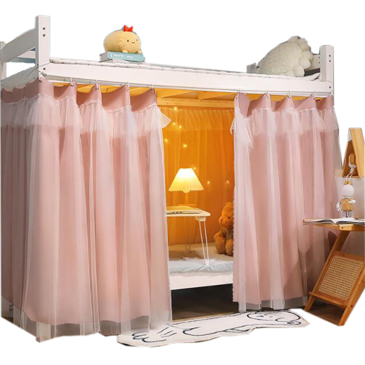 Navhao 2 Panels,Dorm Home Solid Thicken Bunk Blackout Bed Curtains Cloth Bed Canopy Men Women Single Sleeper, Pink Navhao
