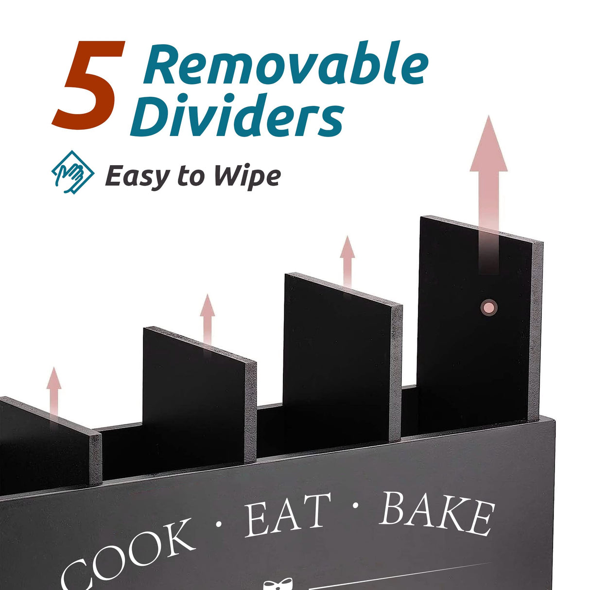 Suli Extra Large Kitchen Utensils Holder with 4 Compartments, Wooden Utensil Organizer for Kitchen Countertop, Farmhouse Kitchen Decor, Rustic Cooking Utensil - Black Suli