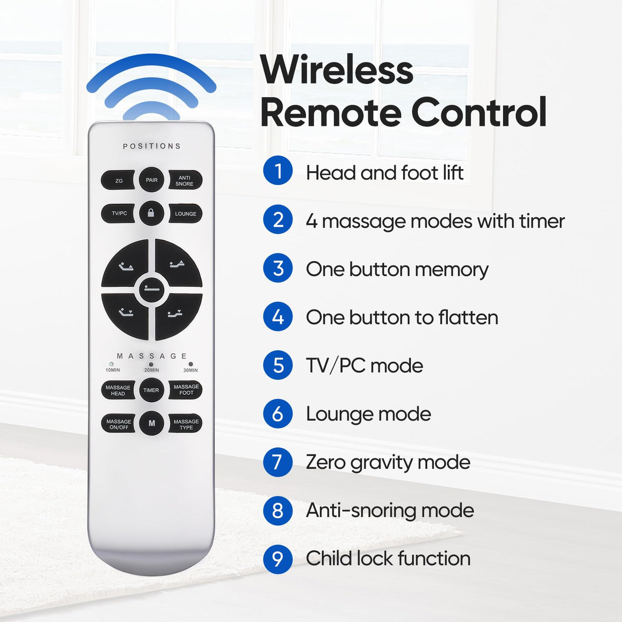OTDMEL Adjustable Bed Frame Split King with Massage, Electric Bed Base Frame with Adjustable Legs, USB Ports, Wireless Remote, Zero Gravity & Anti-Snore OTDMEL