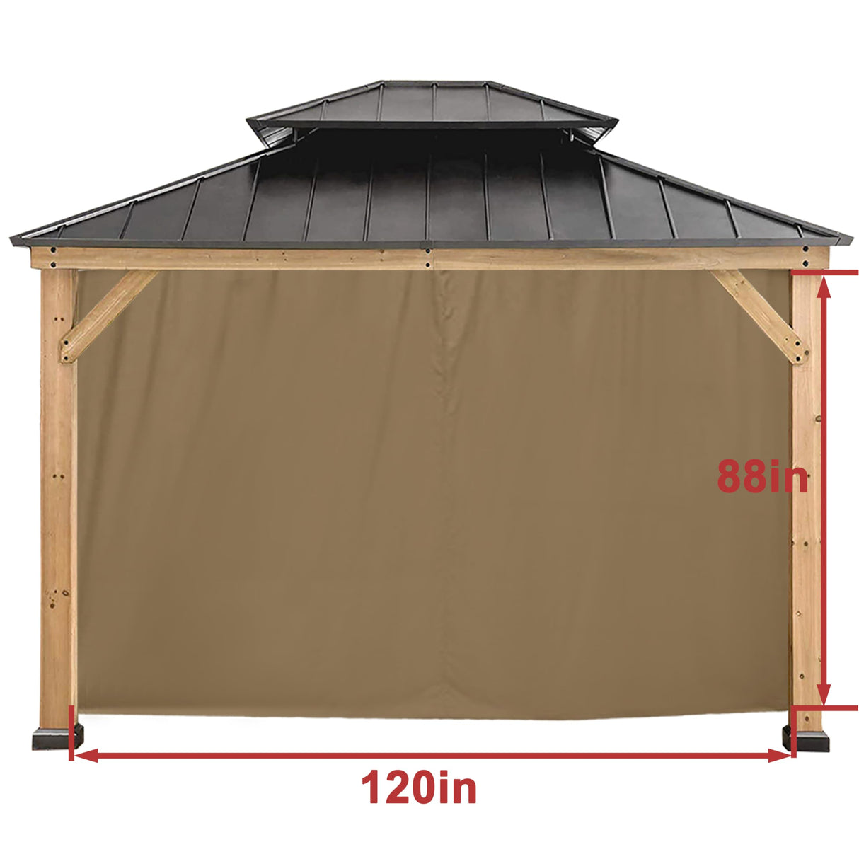 Coastshade Gazebo Pergola Canopy Panel Sidewalls Replacement 10ft Gazebo Pergola Privacy Panels Sidewall for Gazebos with 12Curtain Rings &12Rail Hooks, Khaki CoastShade