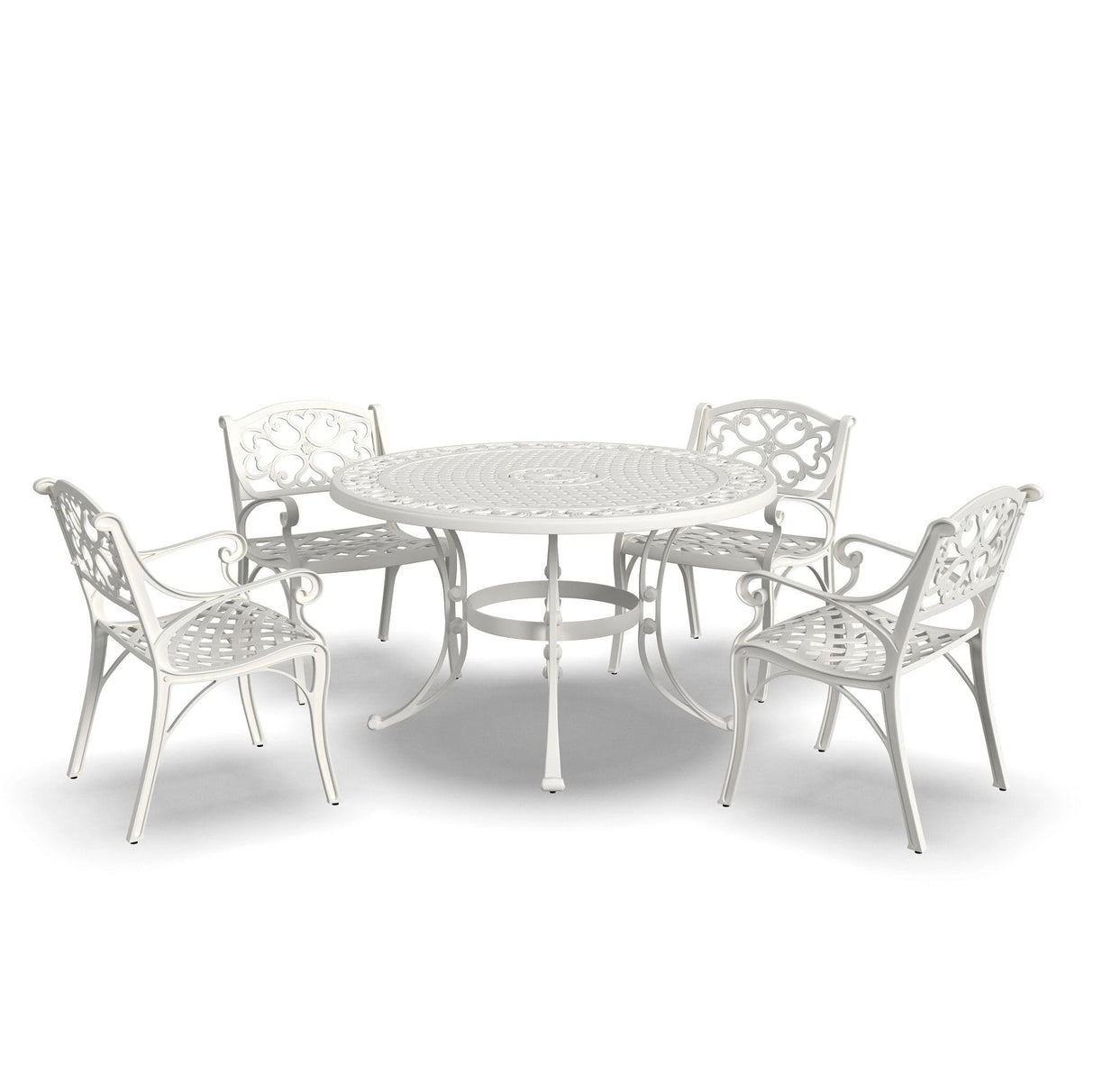 Homestyles 6652-328 5 Piece Outdoor Dining Set, 48" Table, Off White homestyles