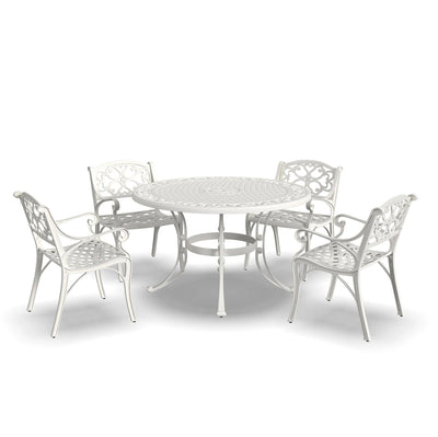 Homestyles 6652-328 5 Piece Outdoor Dining Set, 48" Table, Off White