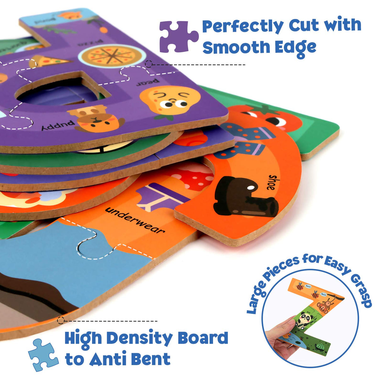 SYNARRY Wooden Alphabet Puzzles for Kids Ages 3-5, ABC Learning for Toddlers Ages 3+, Sight Words Letter Puzzles Montessori Toys Educational STEM for Preschool Boys Girls Kids Gifts SYNARRY